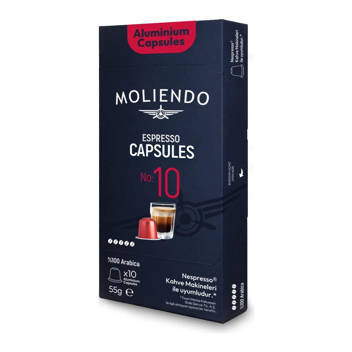 Moliendo Kapsül No:10 Nespresso Uyumlu Alüminyum Kapsül 10 Adet
