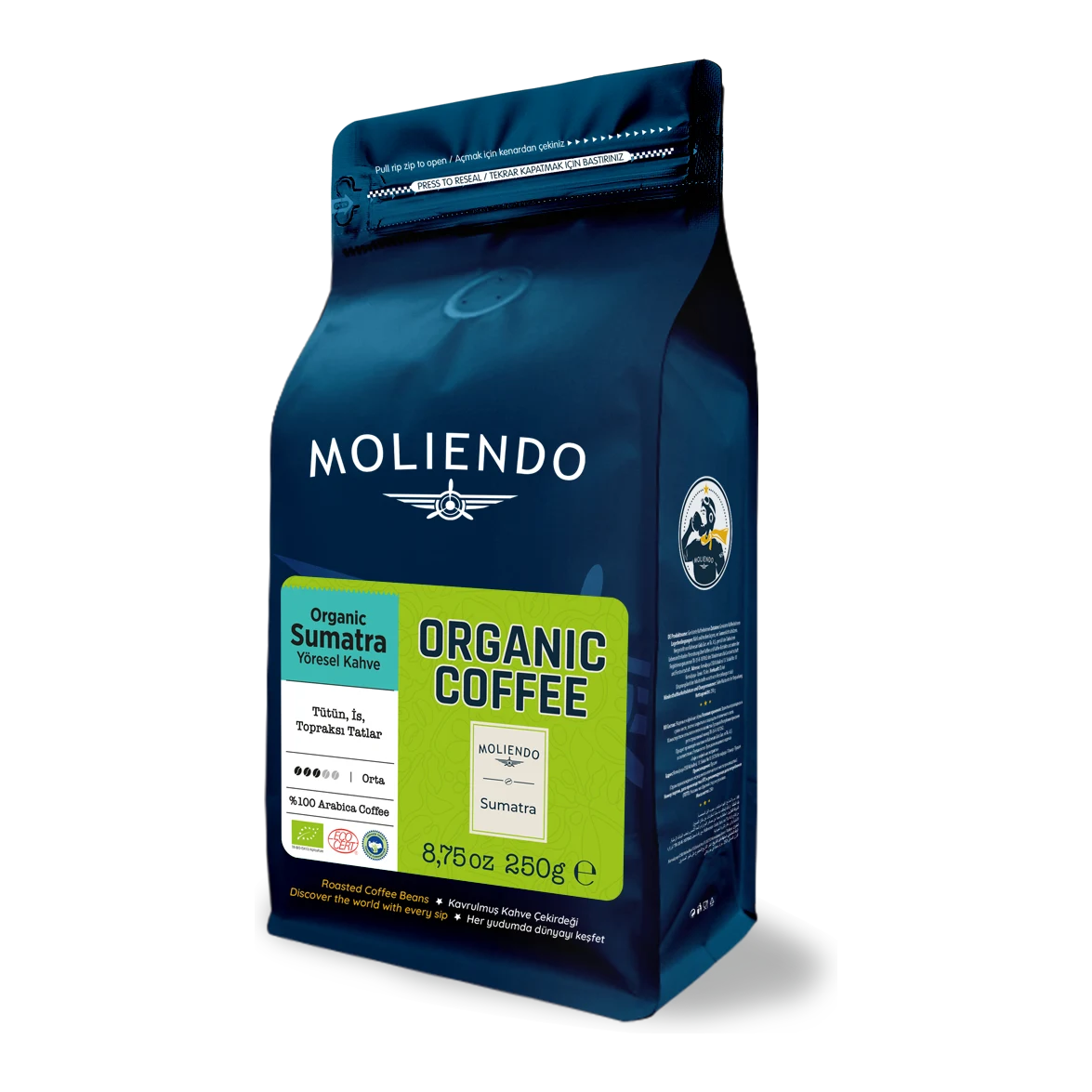 Moliendo Organic Indonesia Sumatra (Çekirdek) Yöresel Kahve 250 g