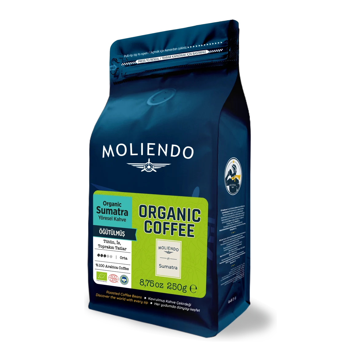 Moliendo Organic Indonesia Sumatra (Öğütülmüş) Yöresel Kahve 250 g