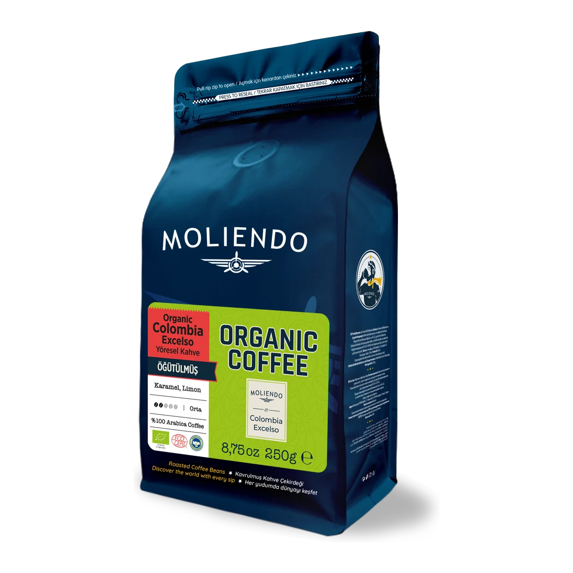 Moliendo Organic Colombia Excelso (Öğütülmüş) Yöresel Kahve 250 g