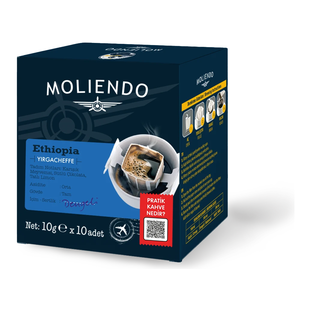Moliendo Ethiopia Yirgacheffe Pratik Filtre Kahve 10x10 g