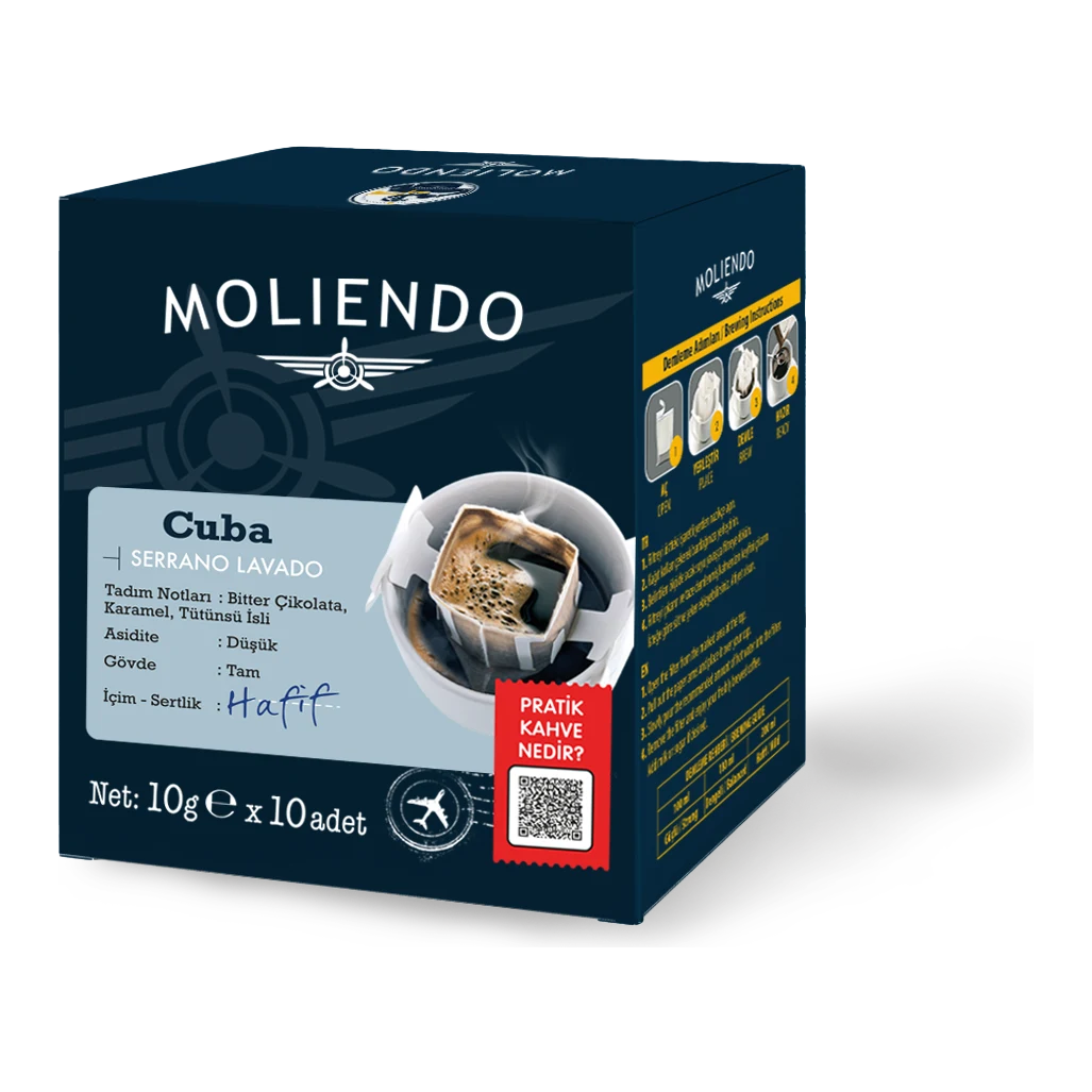 Moliendo Cuba Serrano Lavado Pratik Filtre Kahve 10x10 g